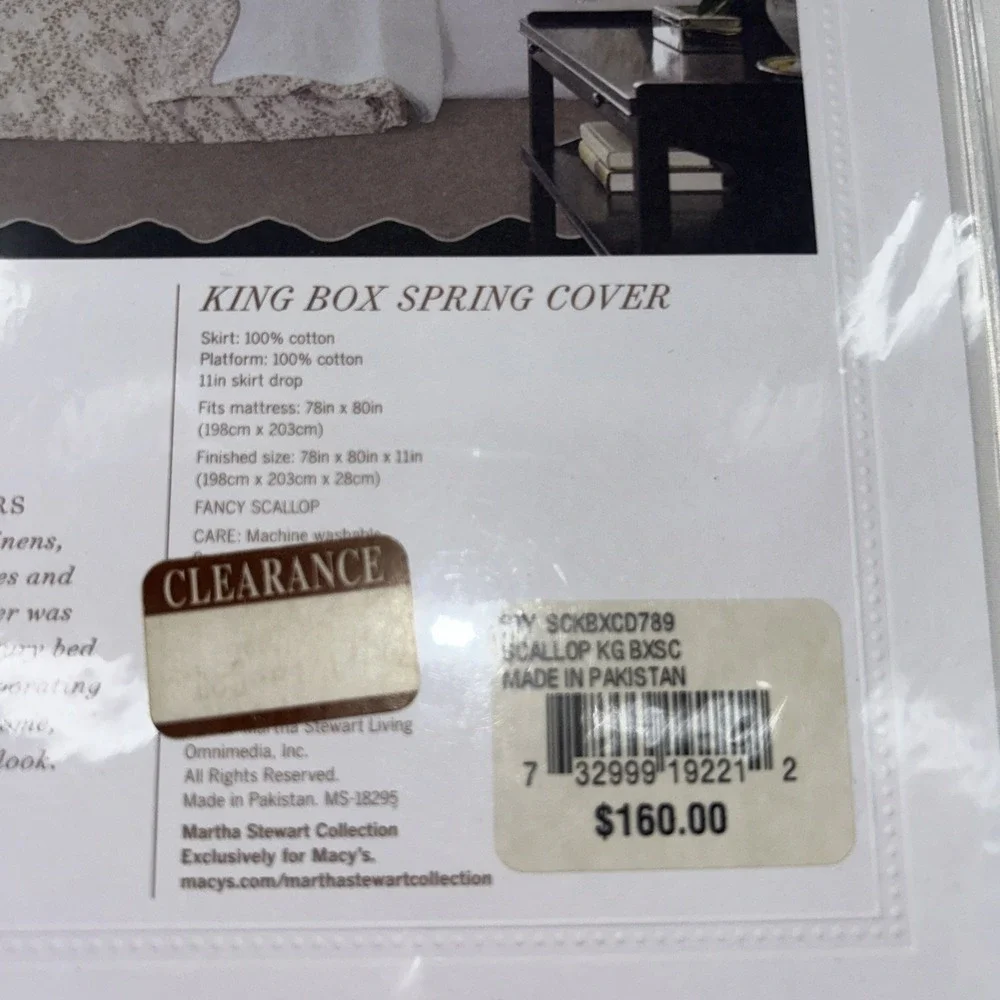 Martha Stewart Collection Fine Linens King Box‎ Spring Cover 100% Cotton NWT